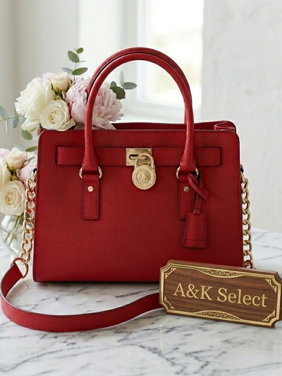 Michael Kors Handbags - Hamilton by Michael Kors, Red Leather with Gold Hardware